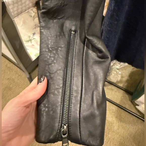 TRUTH AND PRIDE Blue Alpaca Wool with Black Leather sleeve Coat. Only Worn Twice - Picture 11 of 11